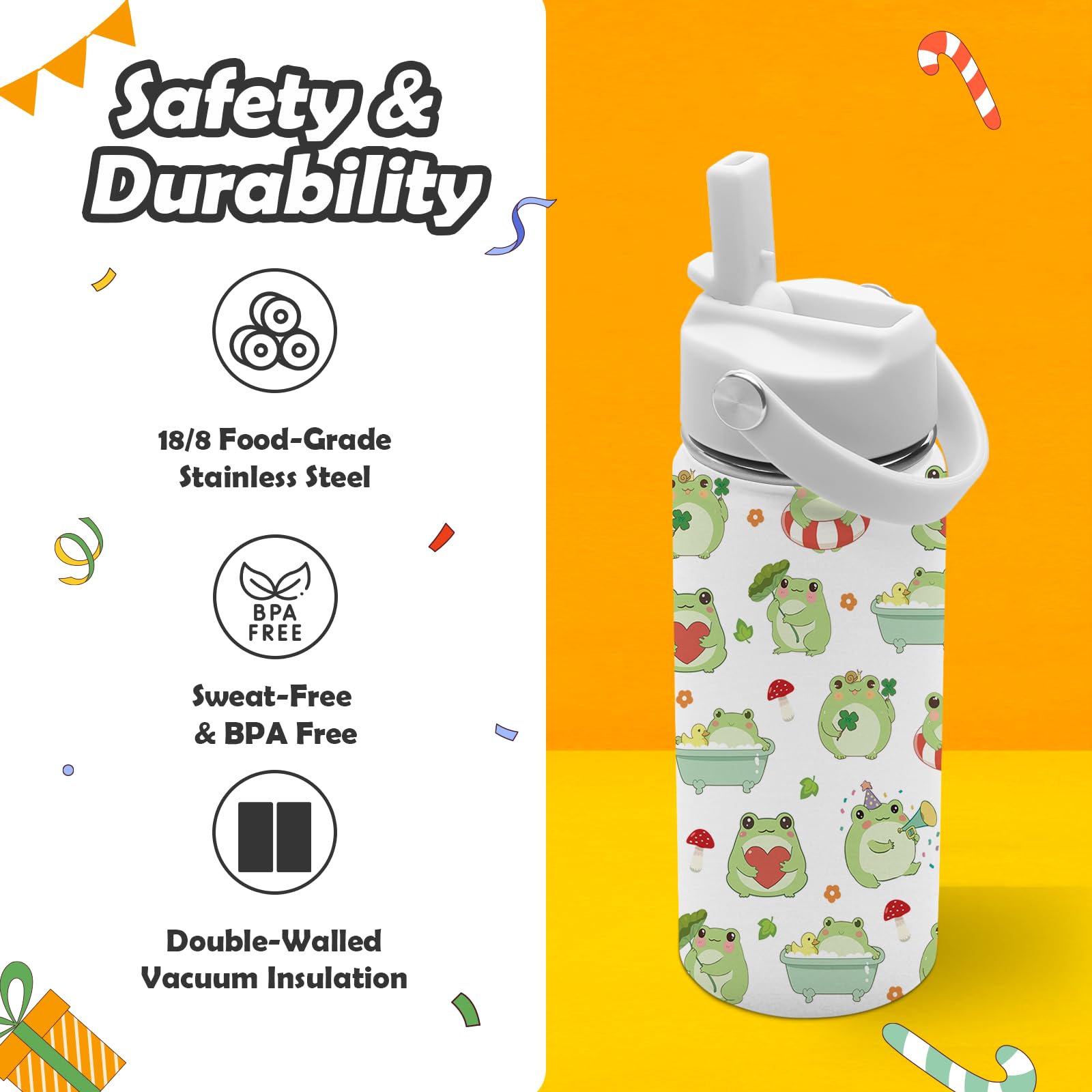 ROVOZAR kid-friendly bottle with handle lid for easy carrying.