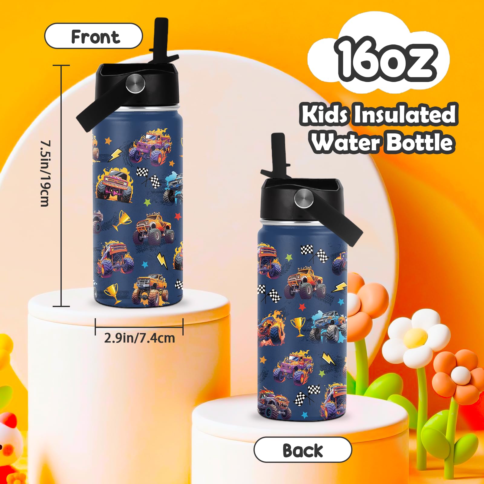 ROVOZAR Monster Truck bottle with insulated design keeps drinks at right temperature