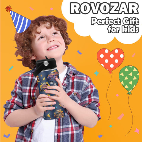 ROVOZAR Monster Truck bottle side view with convenient handle for kids