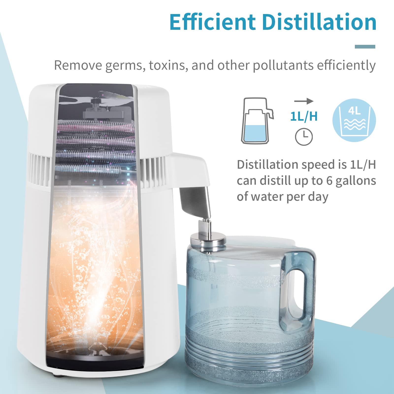 ROVSUN distiller 4L container with handle for easy refilling