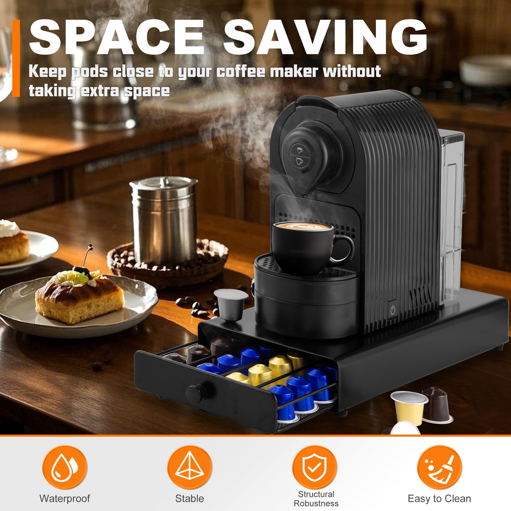 ROWISE black finish adds a sleek, modern look to any coffee station
