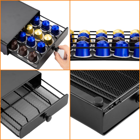 ROWISE space-saving pod drawer frees counter space by placing machine on top