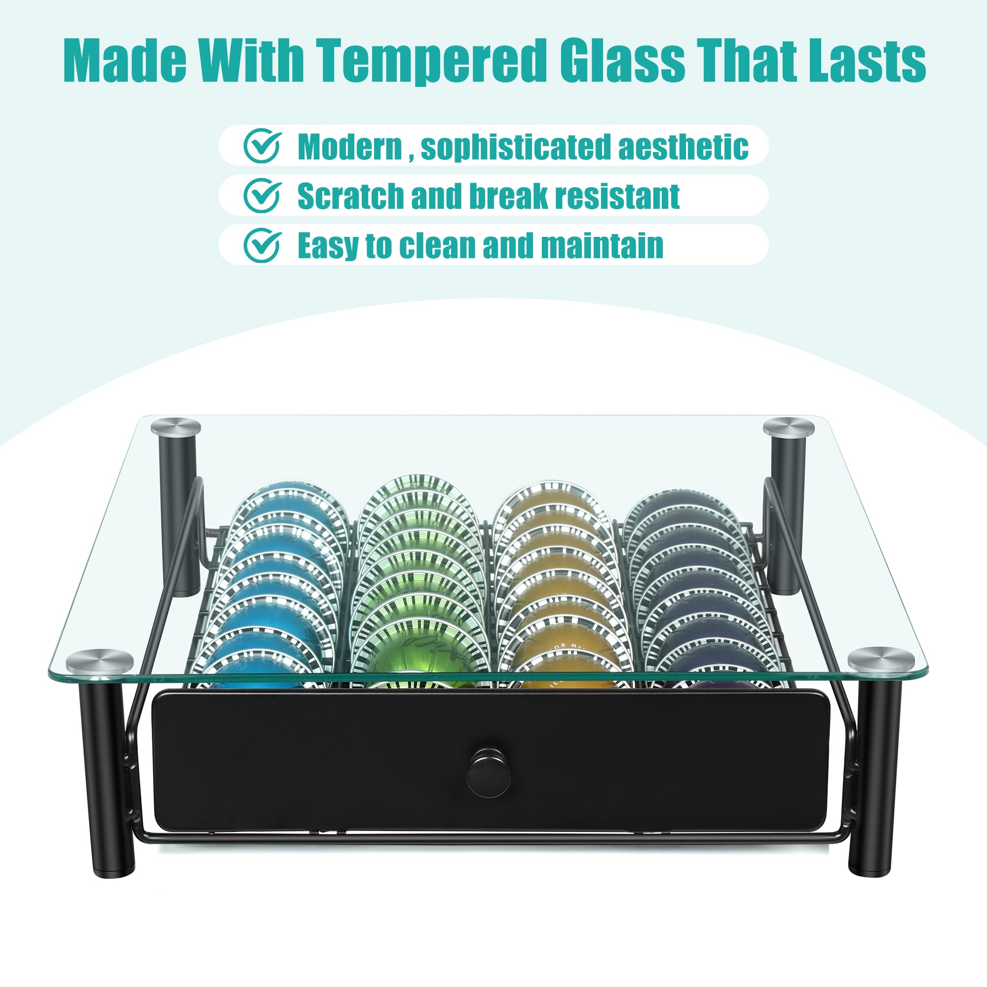 ROWISE 40-capacity Nespresso capsule drawer keeps pods organized