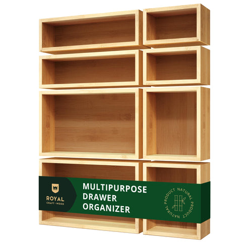 ROYAL CRAFT WOOD bamboo jewelry organizer box ready for drawer access