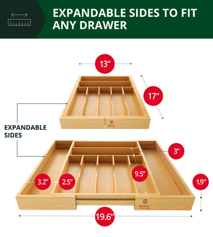ROYAL CRAFT WOOD 9-slot silverware tray keeps flatware organized and easy to find.