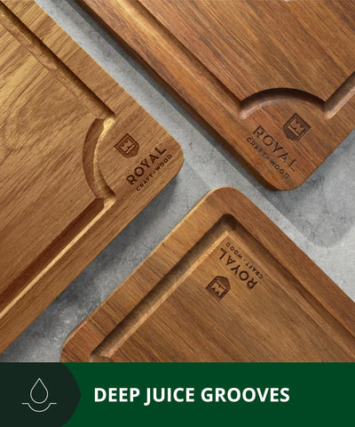 ROYAL CRAFT WOOD Acacia board provides knife-friendly surface and lasting durability