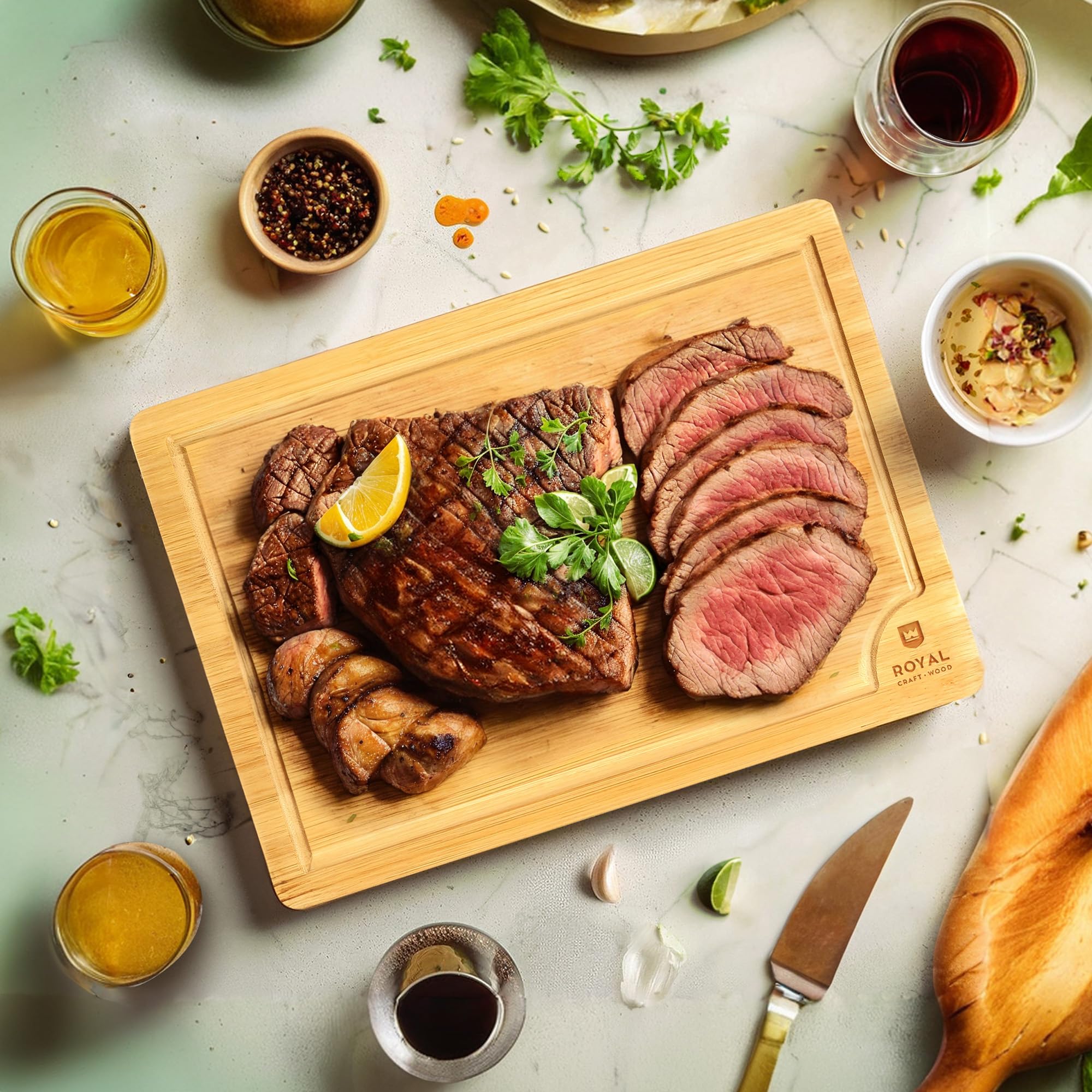 Royal Craft Wood serving board doubles as elegant charcuterie display