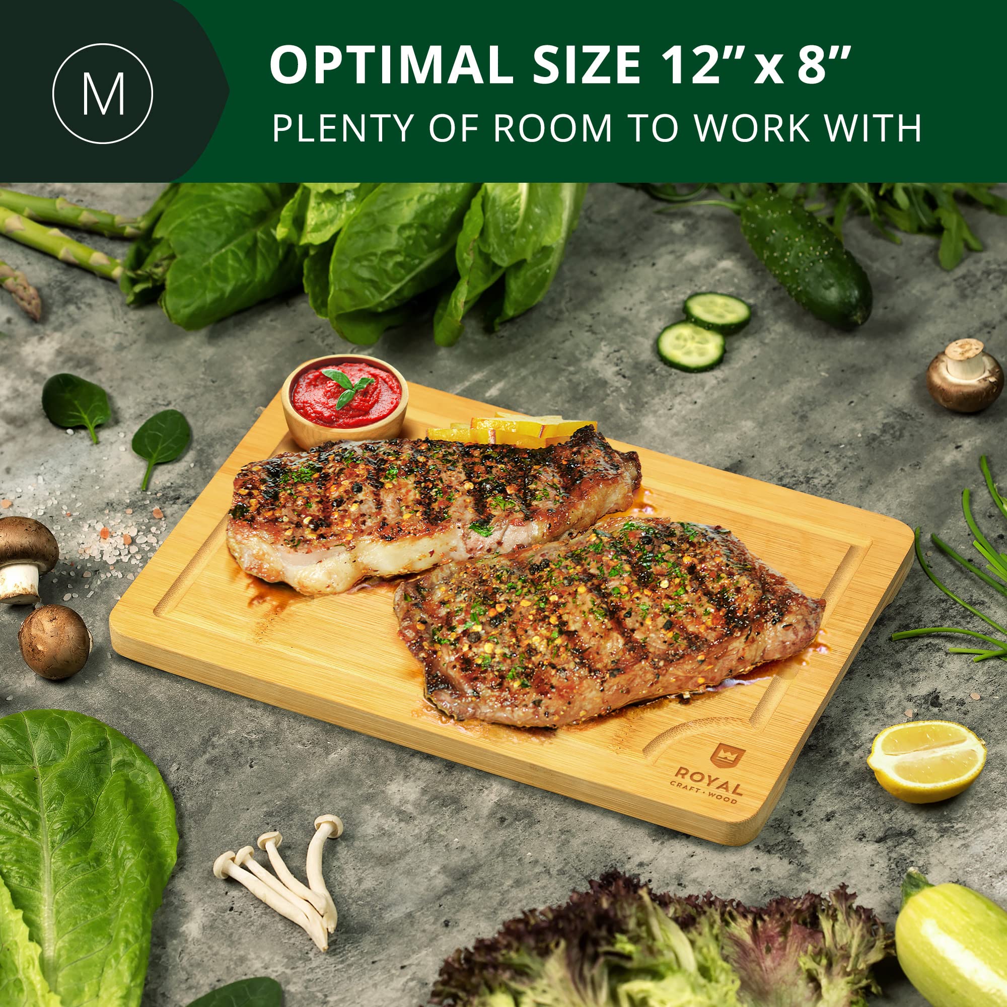 ROYAL CRAFT WOOD reversible cutting board design for dual tasks