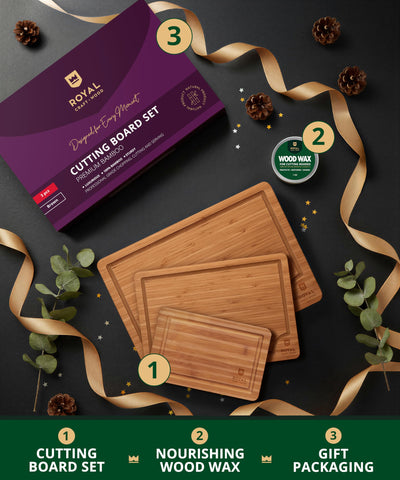 ROYAL CRAFT WOOD bamboo cutting board set 12x8 perfect for chopping and arranging ingredients