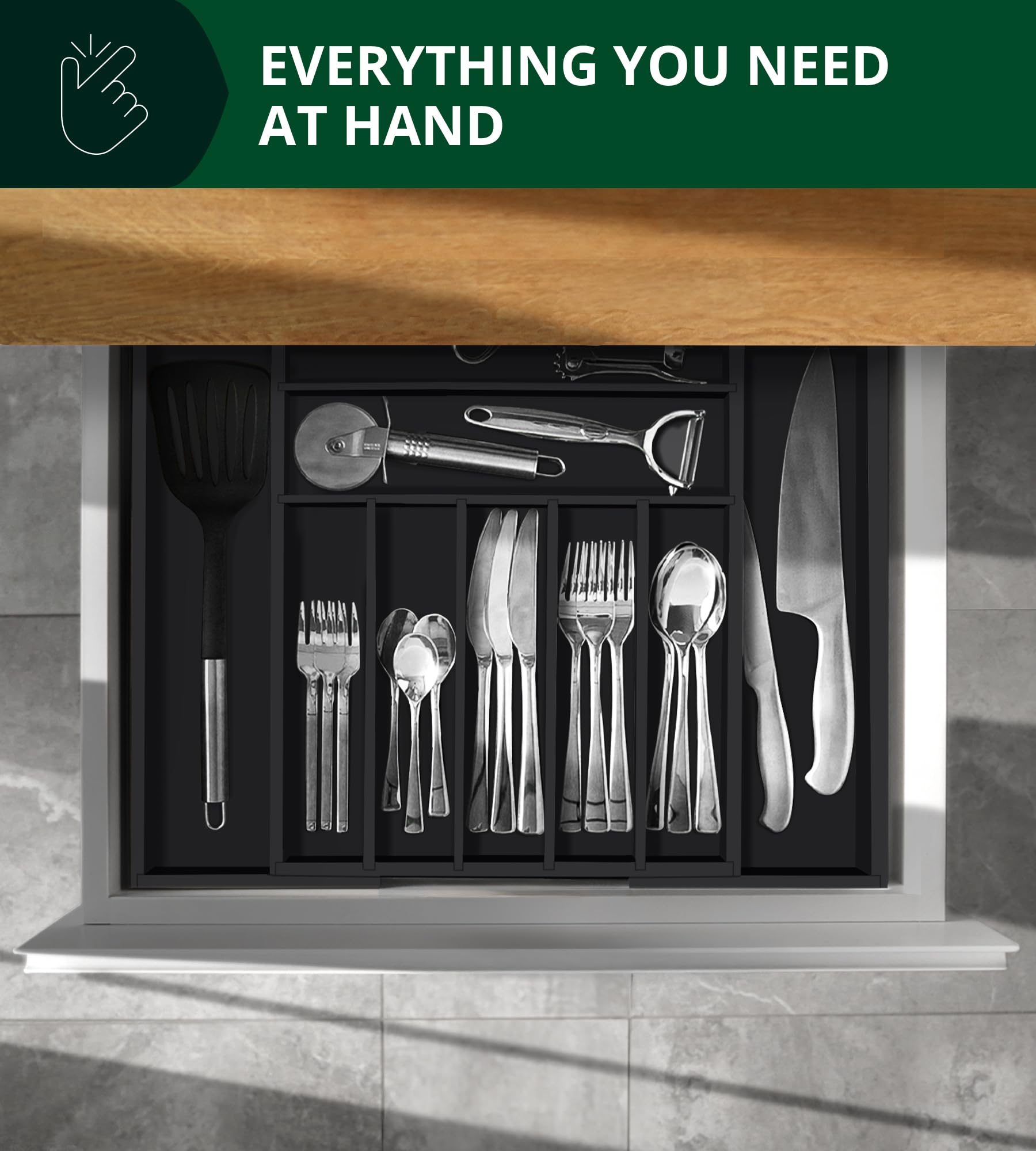 ROYAL CRAFT WOOD adjustable divider system reduces clutter