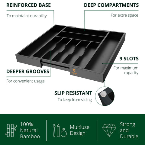 ROYAL CRAFT WOOD expandable organizer fits drawers of varying sizes