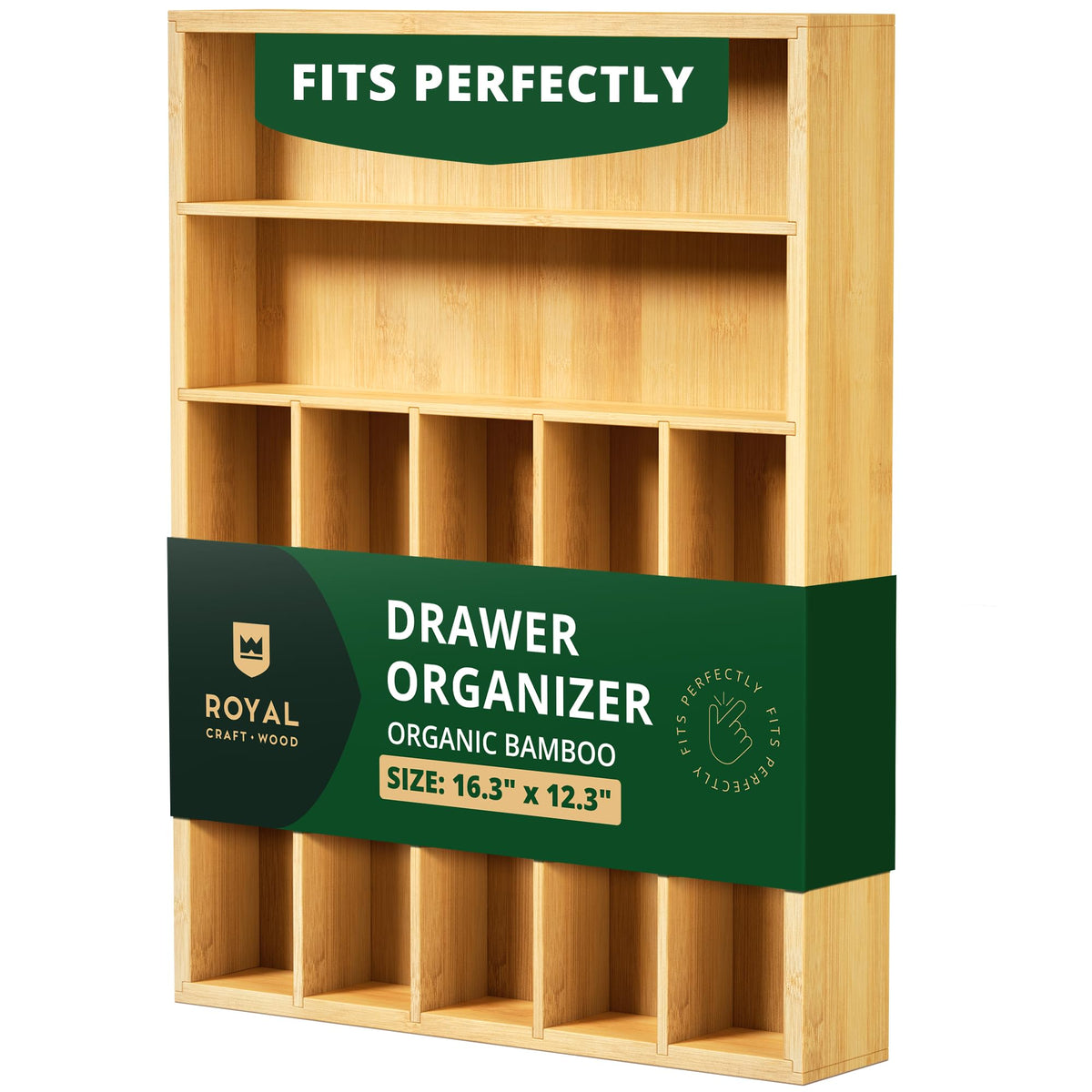 ROYAL CRAFT WOOD bamboo utensil rack close-up shows premium grain and durable build.
