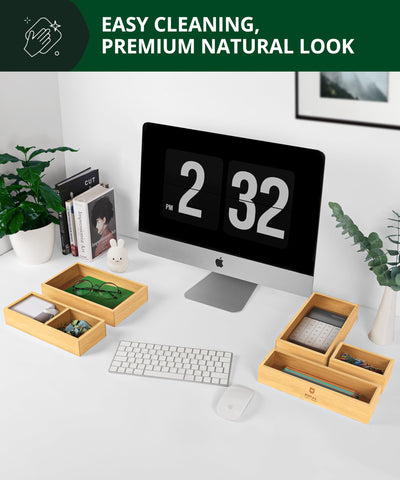 Royal Craft Wood vanity organizer trays for bathroom storage.