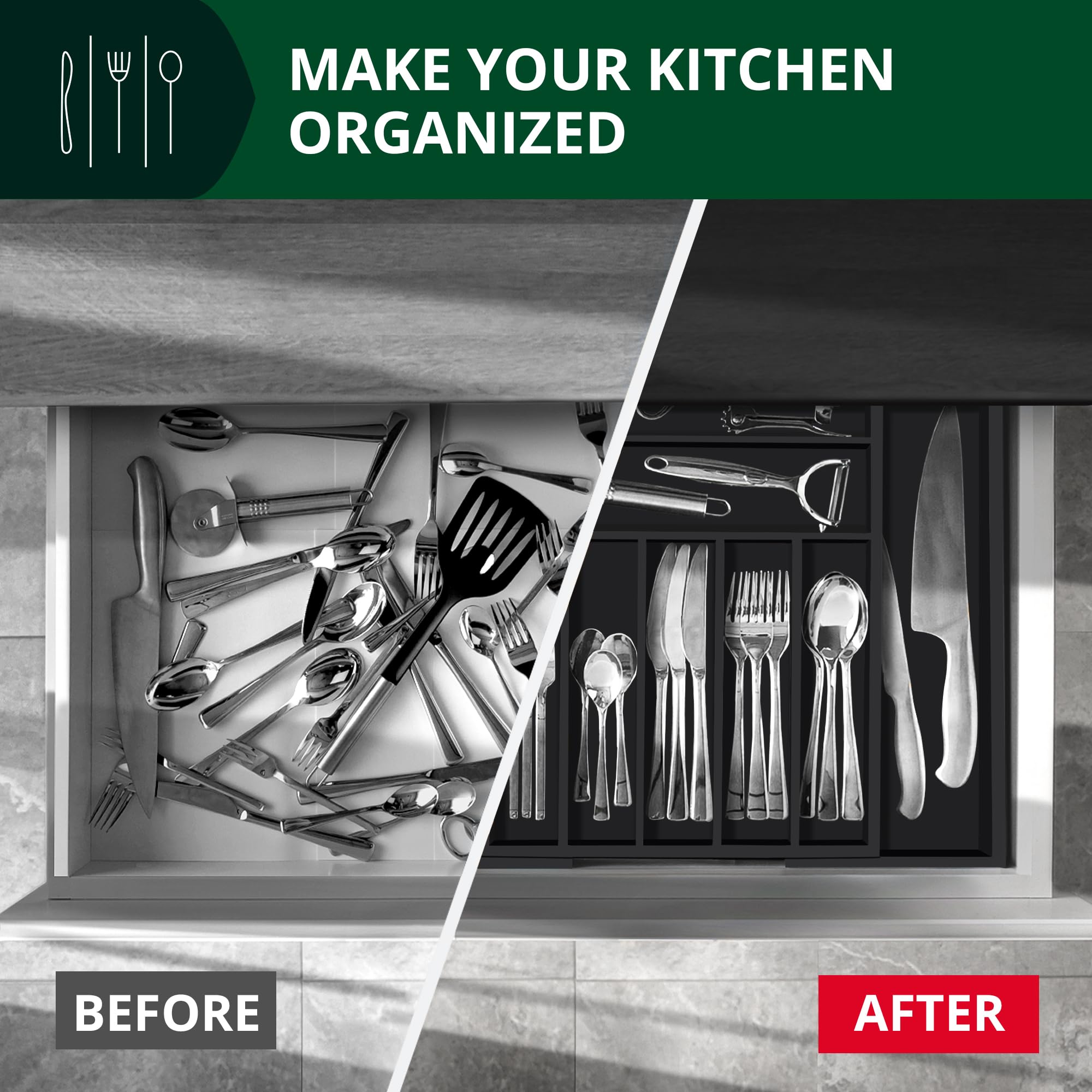 ROYAL CRAFT WOOD black utensil holder keeps kitchen tools within reach