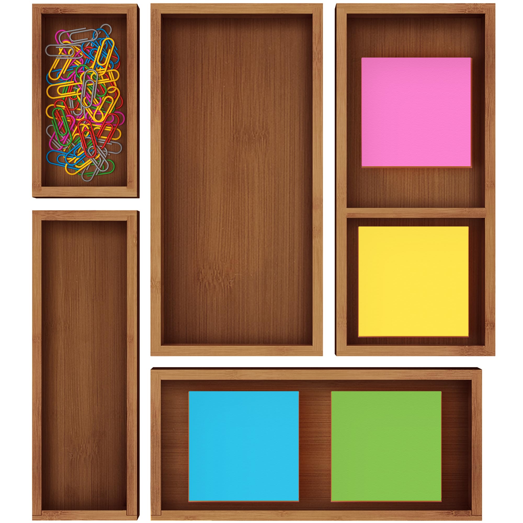 ROYAL CRAFT WOOD carbonized bamboo sticky note holder side view shows compact footprint for desks.
