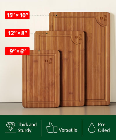ROYAL CRAFT WOOD cutting board with built-in side handles.