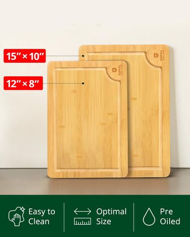 ROYAL CRAFT WOOD medium bamboo board ideal for small prep tasks and fruit.