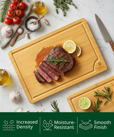 ROYAL CRAFT WOOD boards feature side handles for easy transfer.