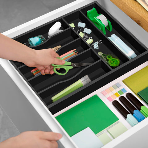 Royal Craft Wood organizer dimensions 16.3 by 12.3 inches for standard drawers.