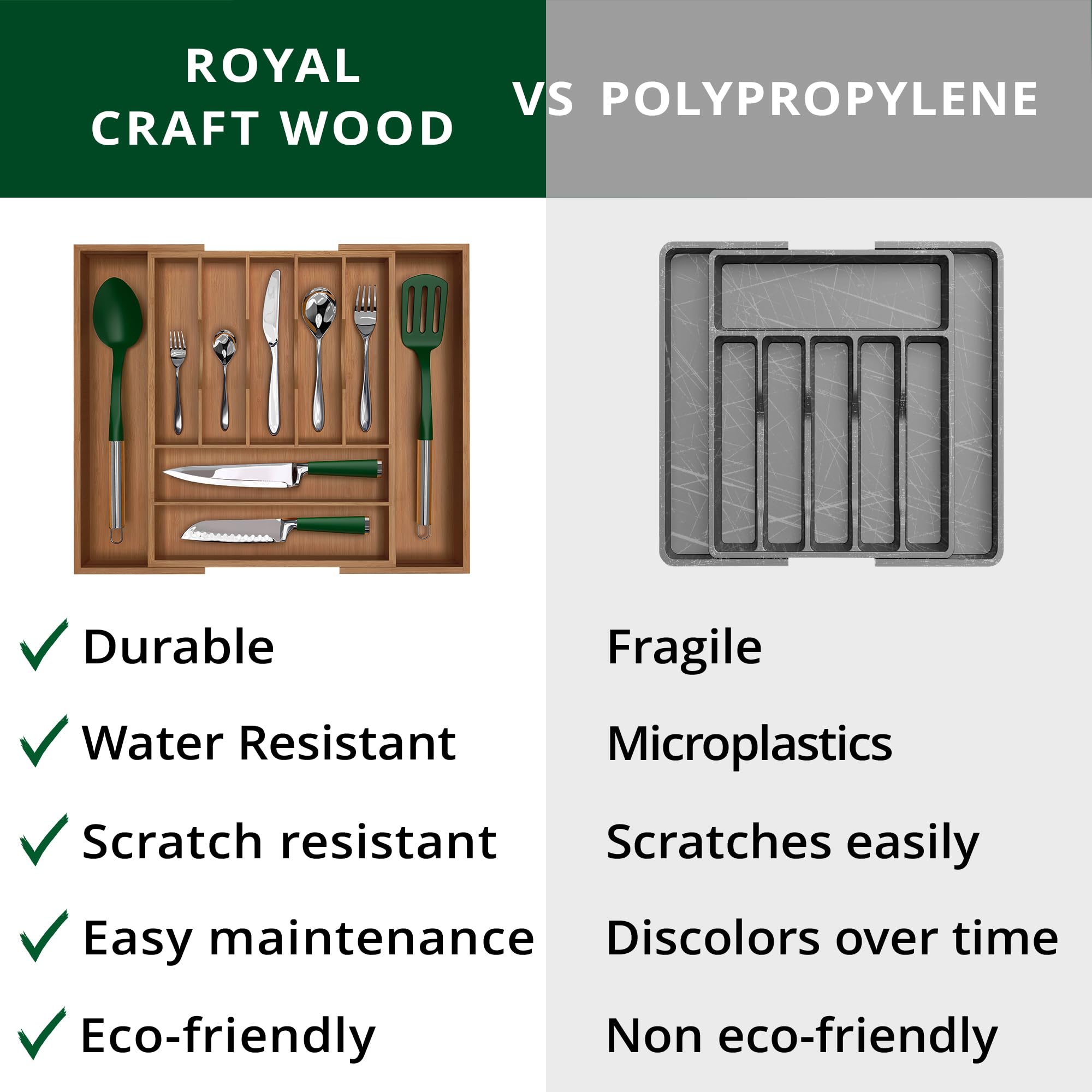 Royal Craft Wood durable bamboo organizer ensures clutter-free storage.