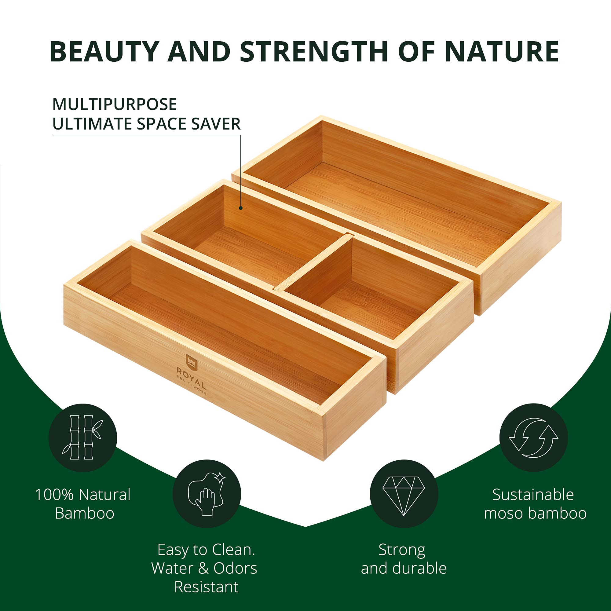 ROYAL CRAFT WOOD bamboo storage box offers durability with natural finish