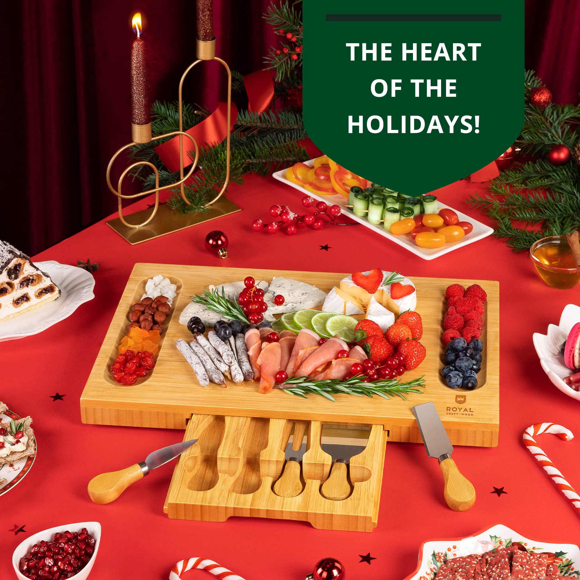 ROYAL CRAFT WOOD includes serving utensils for easy platter prep