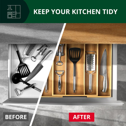ROYAL CRAFT WOOD measure guide helps ensure the organizer fits your drawer