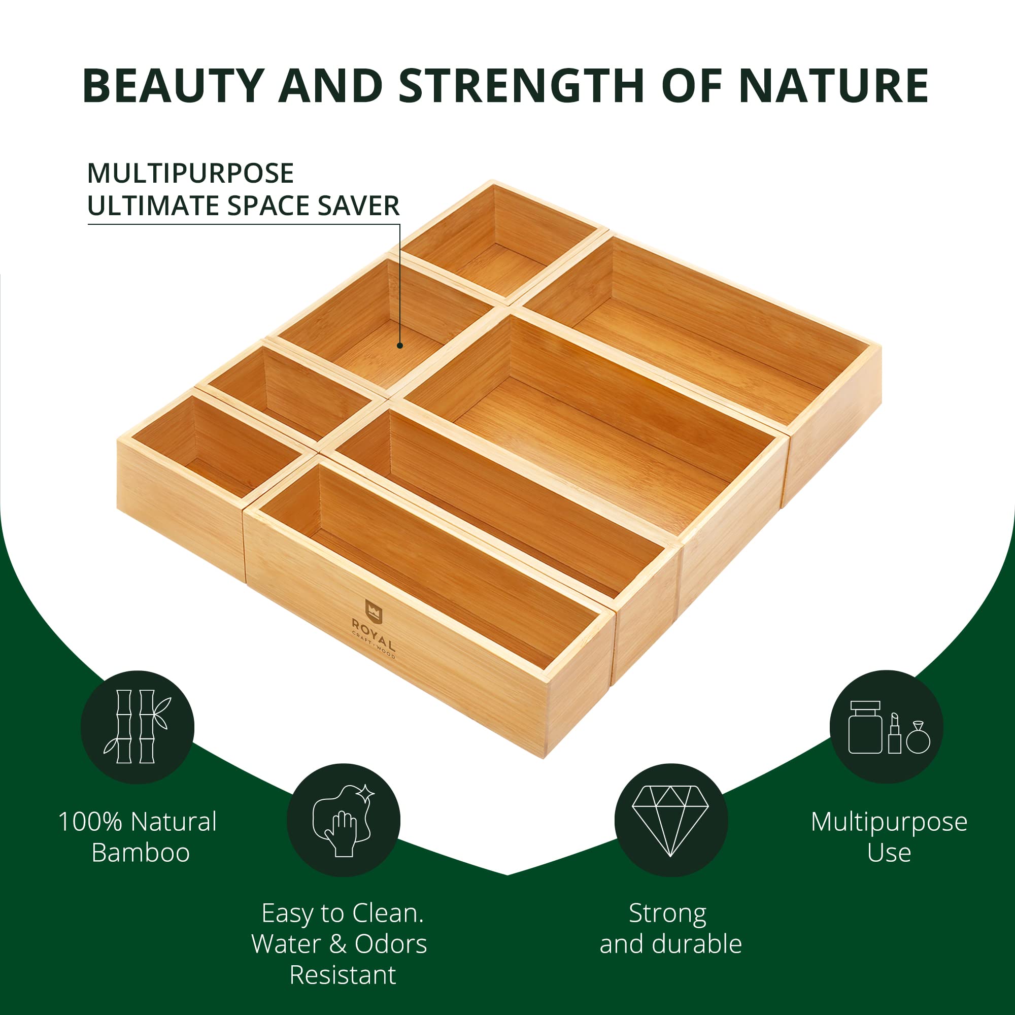ROYAL CRAFT WOOD multi-functional bins keep desks tidy