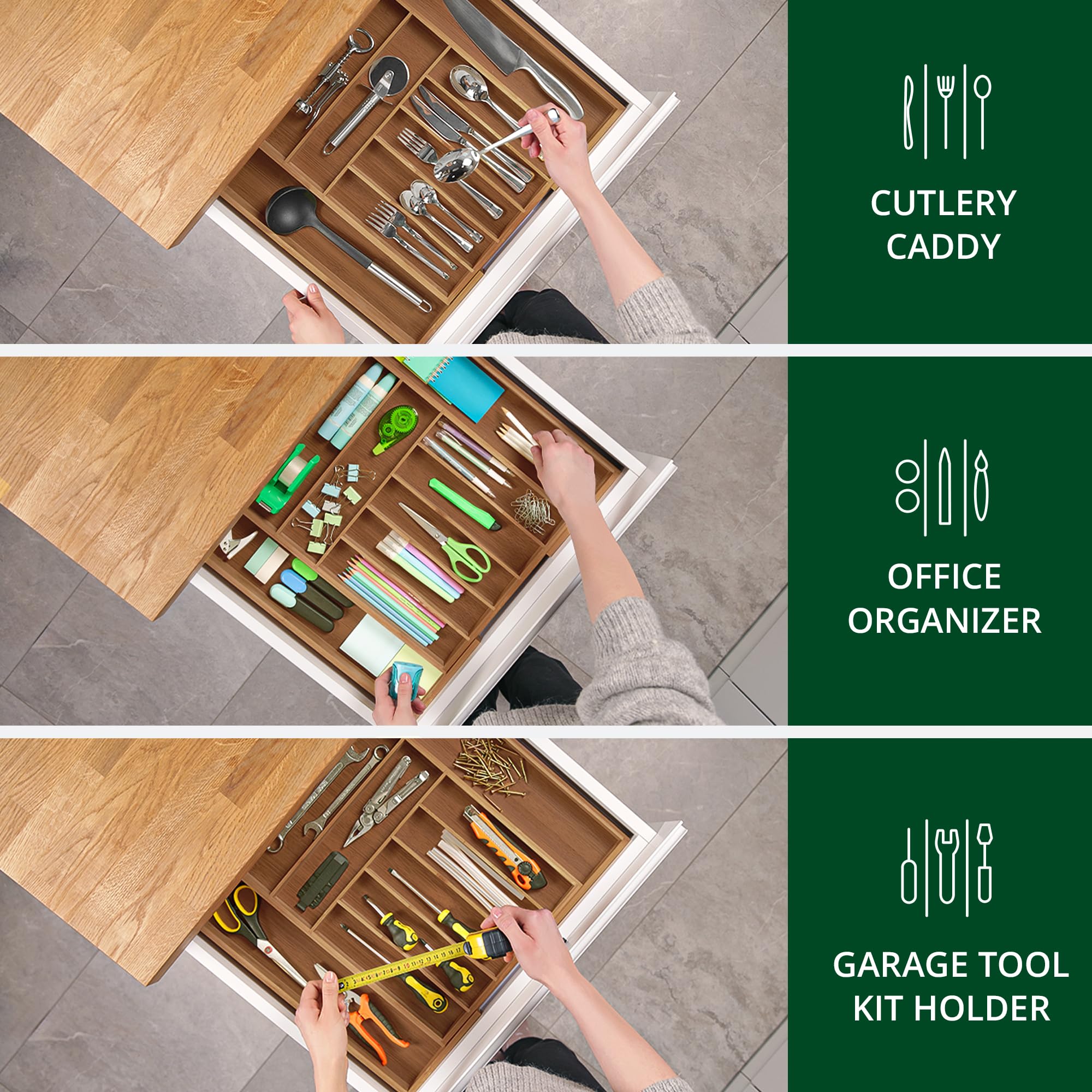 Royal Craft Wood multi-purpose organizer ideal for office or makeup drawers.