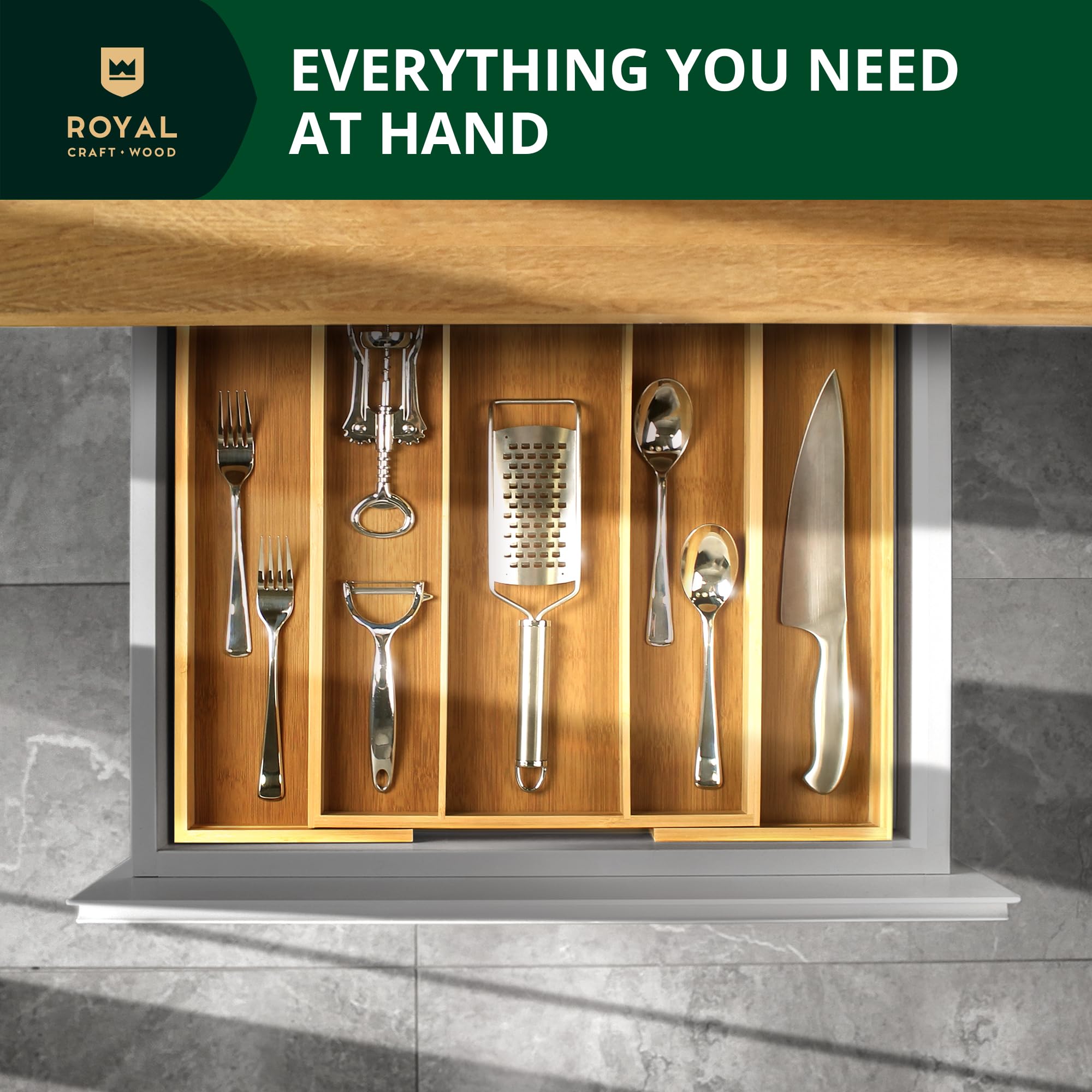 ROYAL CRAFT WOOD natural bamboo finish blends with any kitchen decor