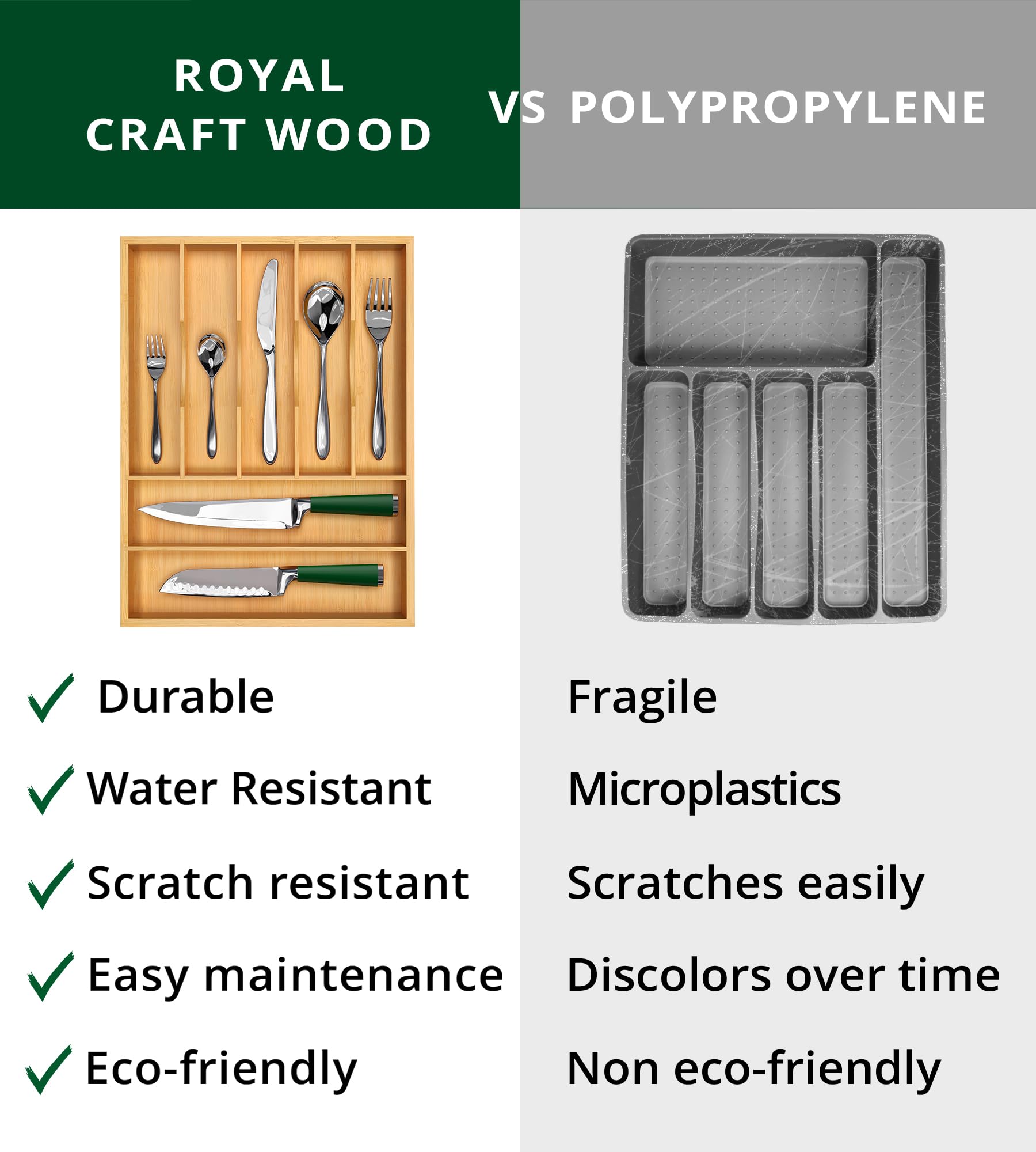 ROYAL CRAFT WOOD natural finish blends with modern kitchen decor.