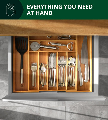 ROYAL CRAFT WOOD pull-apart design enables flexible expansion for wider drawers.