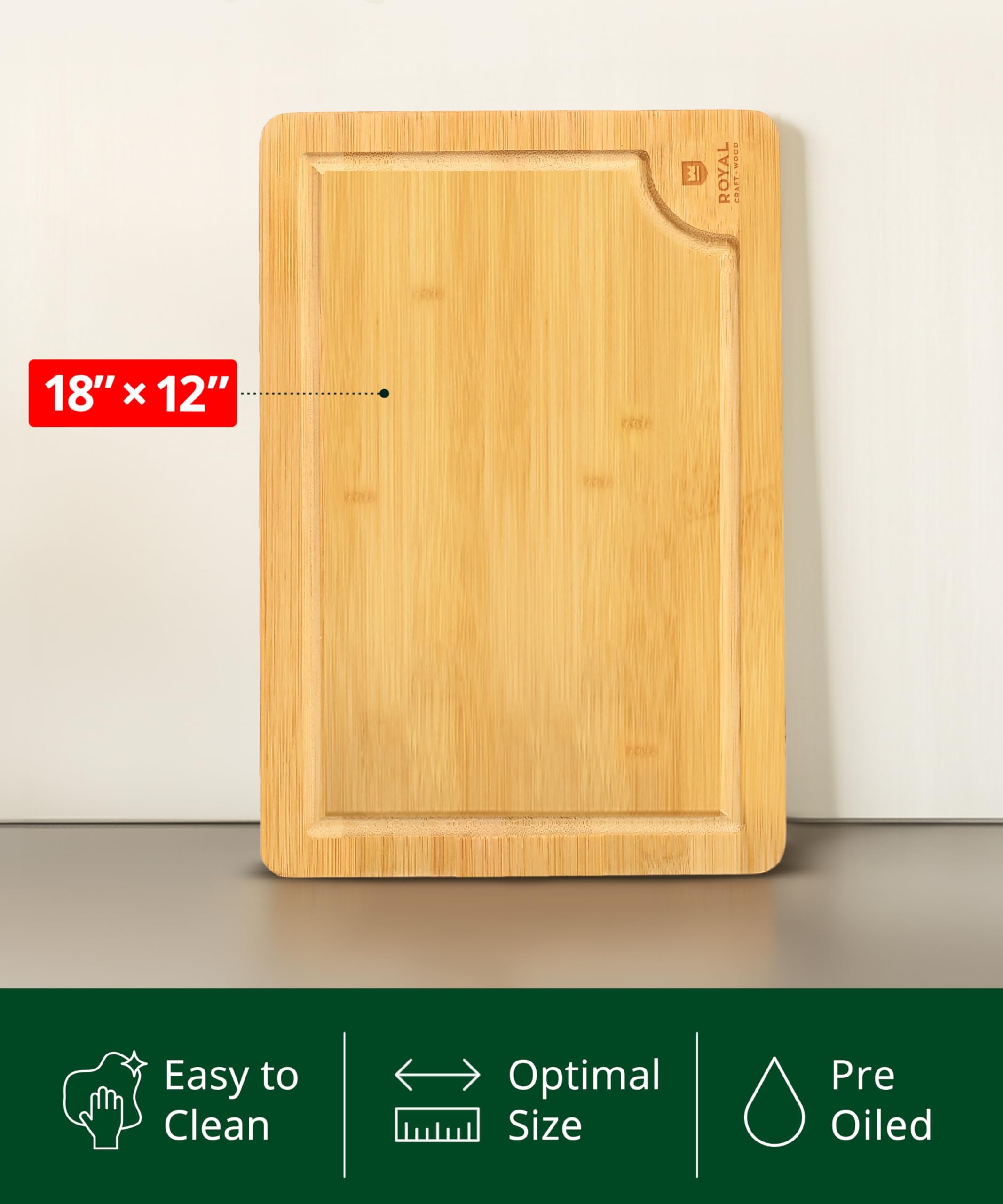 ROYAL CRAFT WOOD reversible cutting board for prep and presentation.