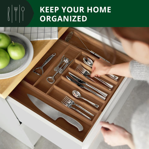 Royal Craft Wood 9-slot silverware tray keeps flatware organized and easy to reach.