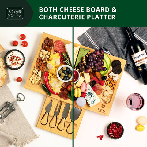 ROYAL CRAFT WOOD board with slip-resistant tabs keeps snacks secure