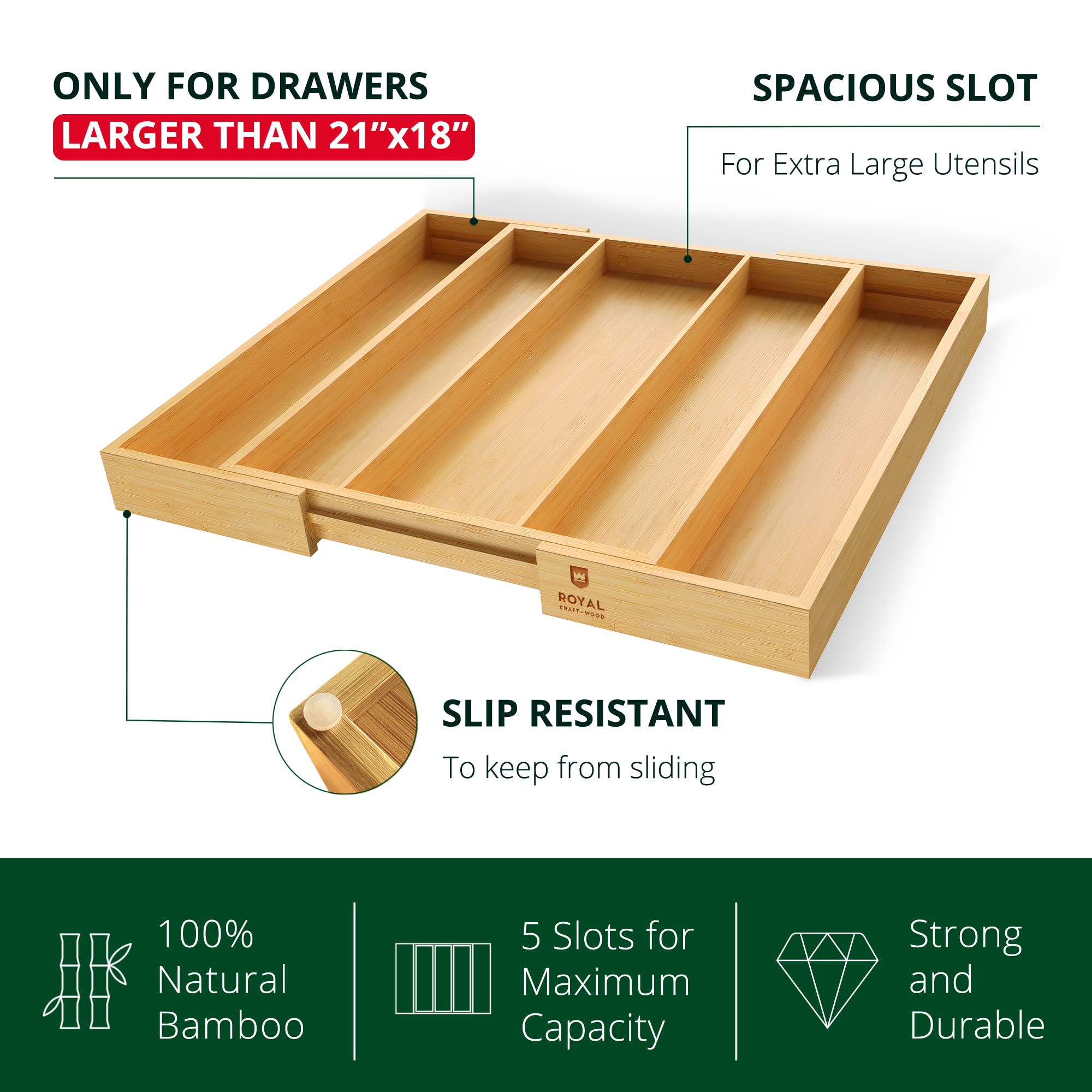 ROYAL CRAFT WOOD sturdy drawer dividers keep utensils organized and easy to reach