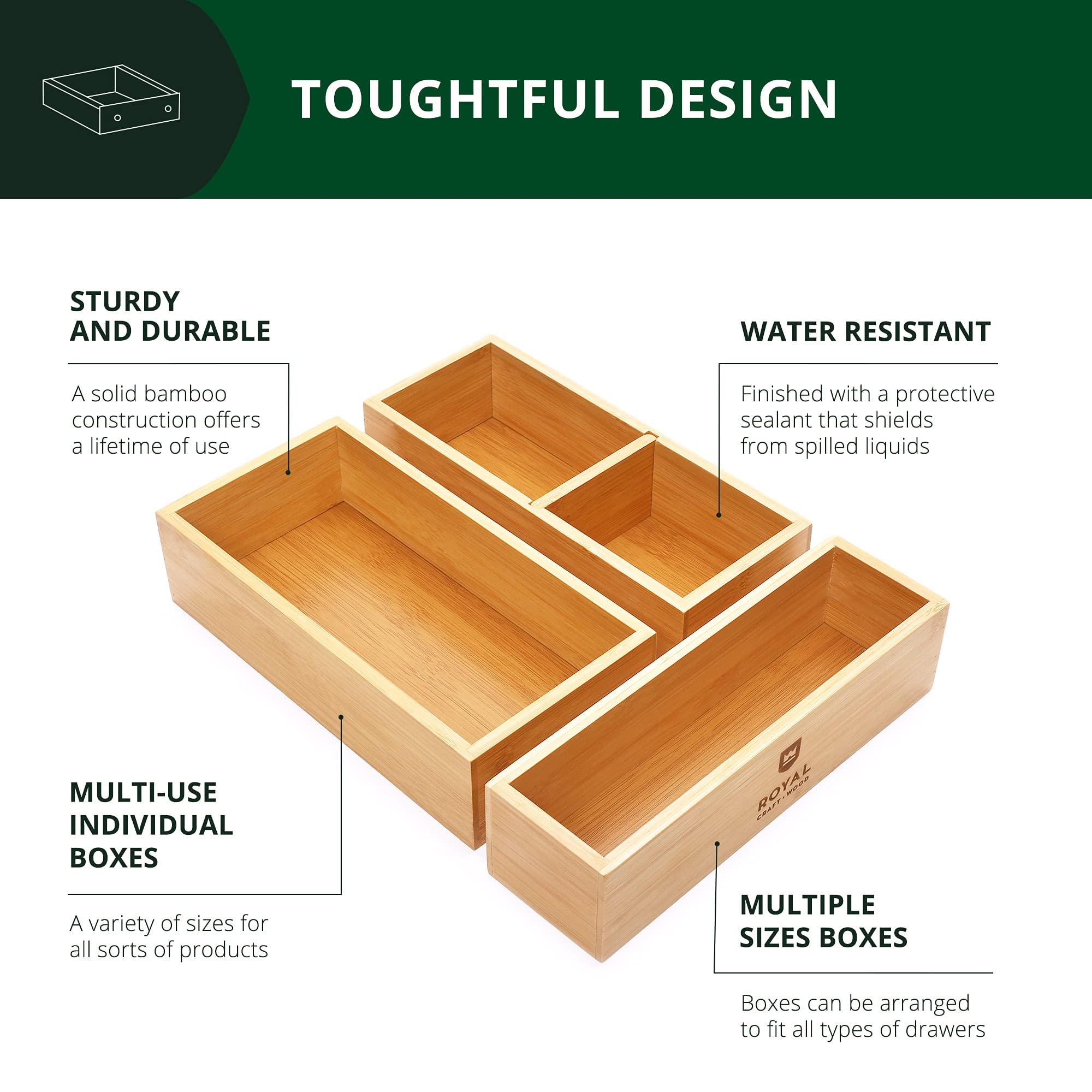 ROYAL CRAFT WOOD bamboo tea box fits countertop for quick brew access