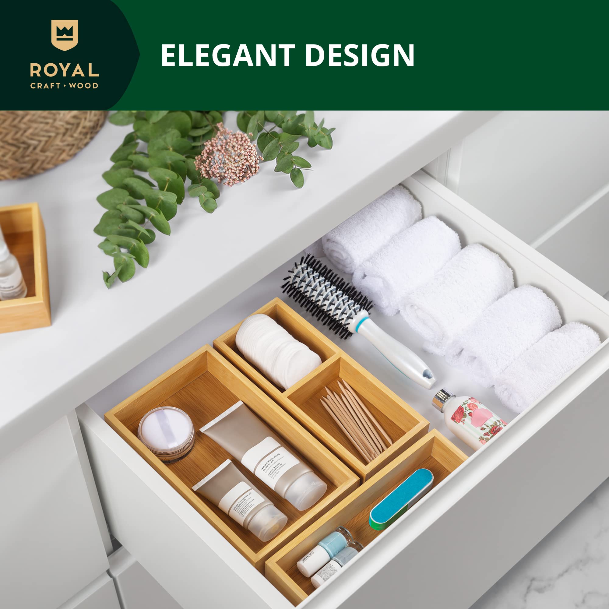 ROYAL CRAFT WOOD tea organizer with multiple compartments for variety of teas