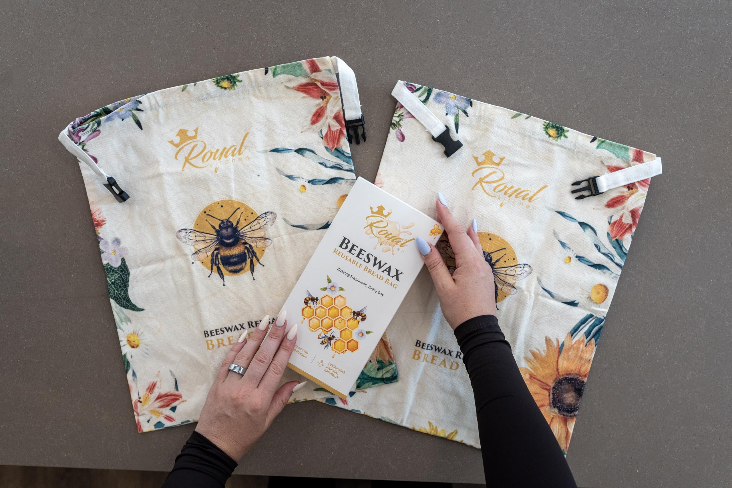 Royal Kitchen beeswax bread bag gift-ready design suggests eco-conscious gifting.