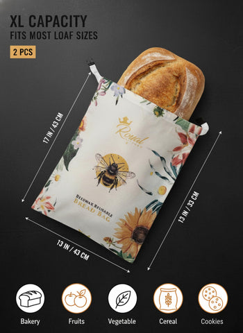 Royal Kitchen beeswax bread bag wax coating closeup highlights natural, reusable bread storage.