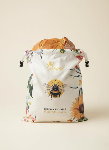 Royal Kitchen beeswax bread bag xl inside preserves crust and texture of sourdough.