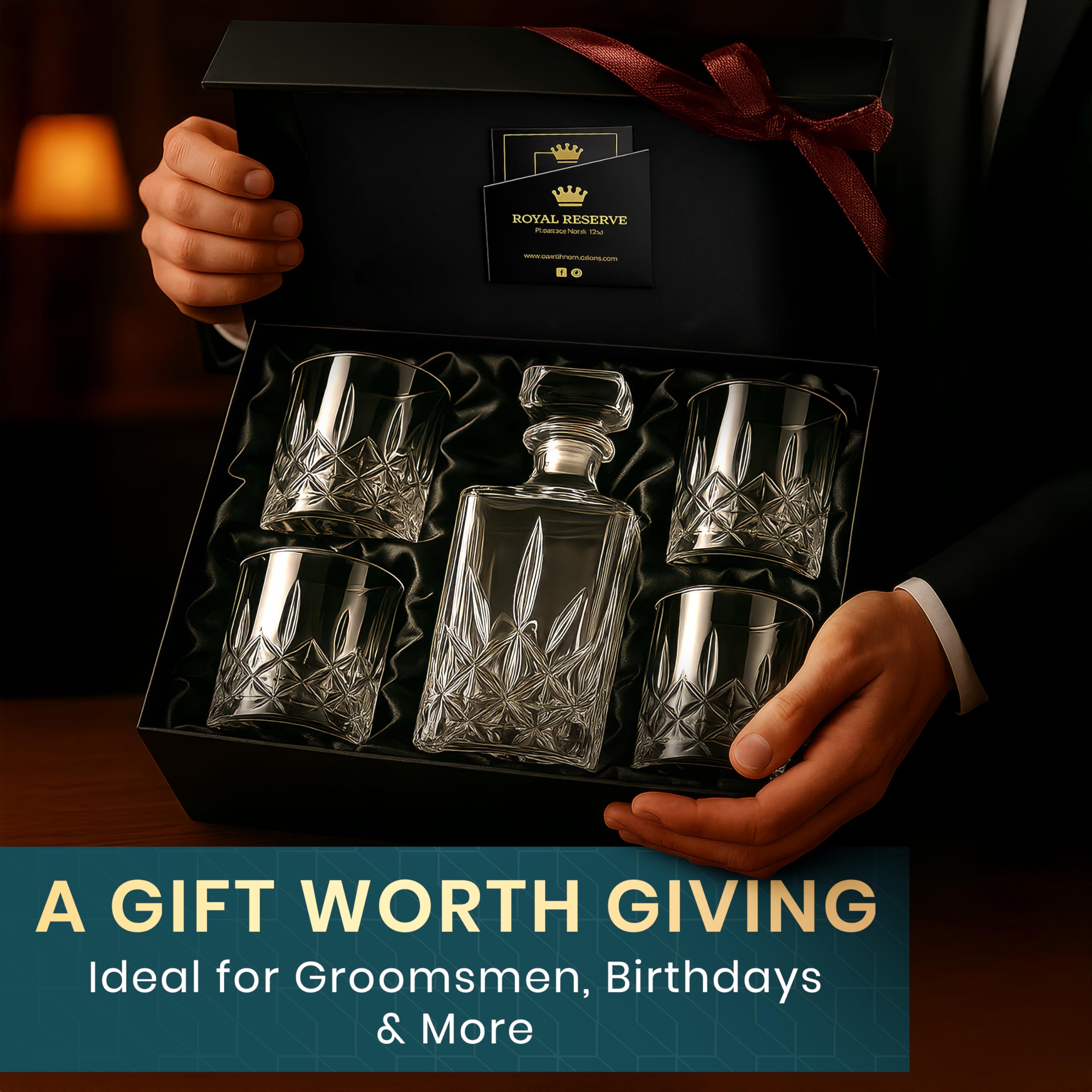 Royal Reserve crystal glasses in a 4-pack for an elegant bar setup.
