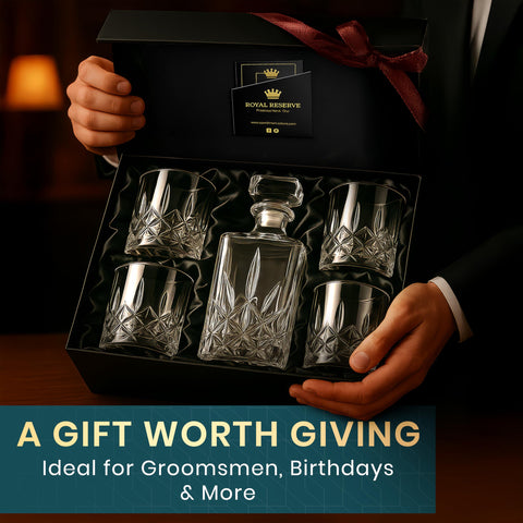 Royal Reserve crystal glasses in a 4-pack for an elegant bar setup.