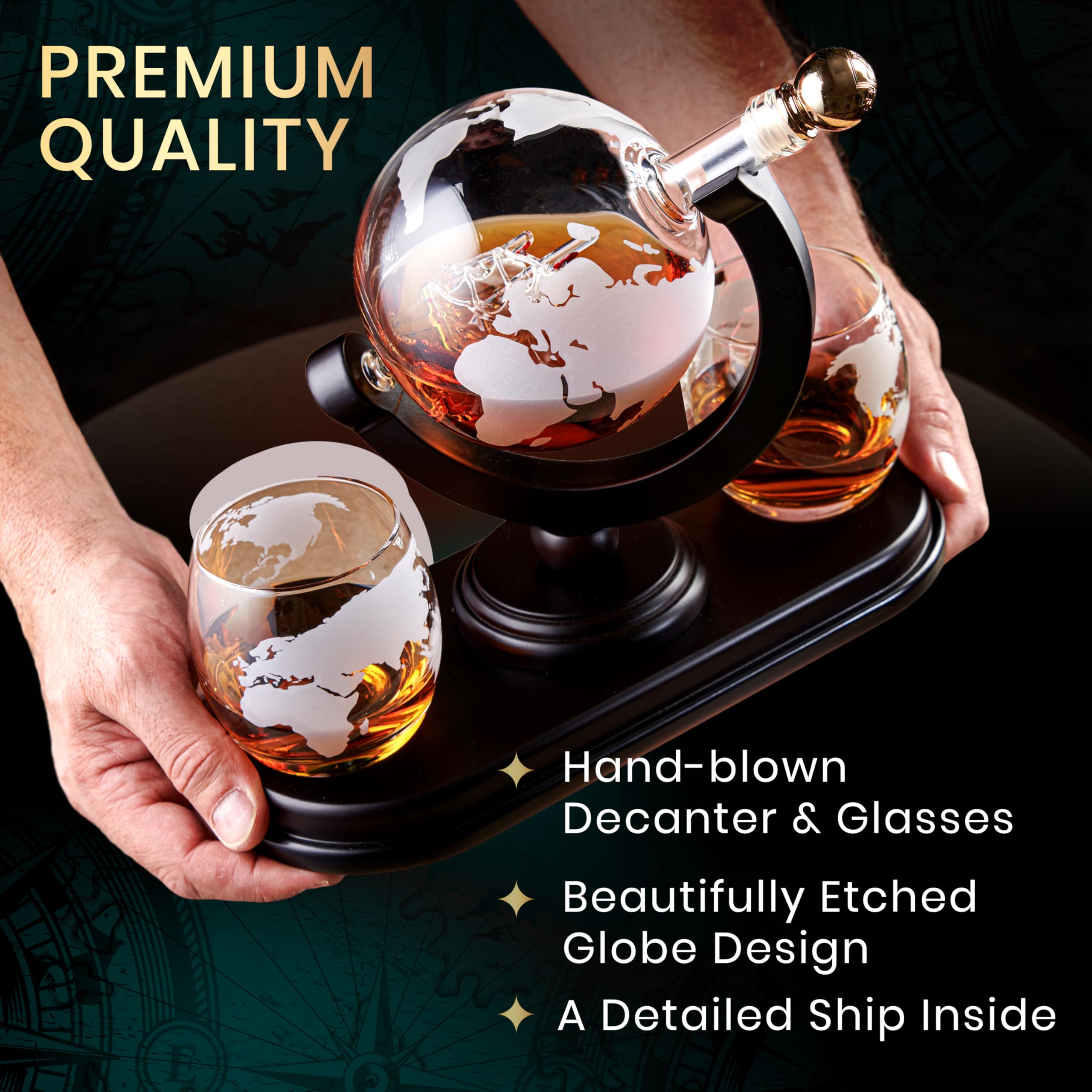 Royal Reserve wooden stand elevates display on a bar or shelf
