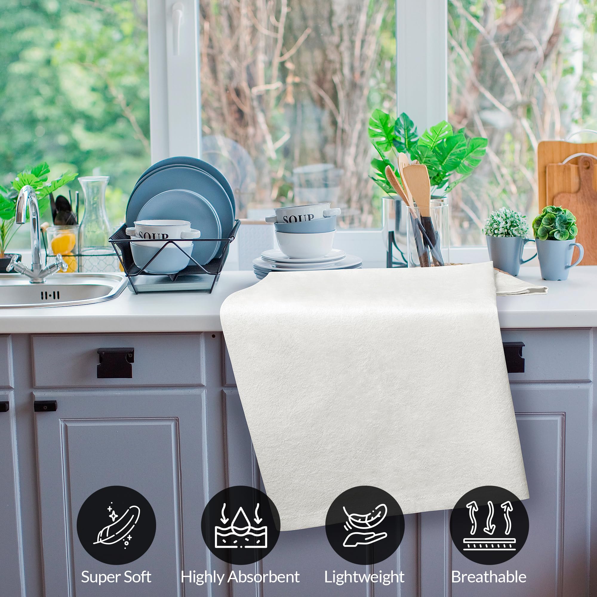 ROYALE LINENS flour sack towel for embroidery and crafts, ideal for needlework projects.