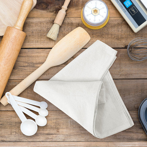 ROYALE LINENS flour sack towel folded, durable and ready for reusable cloths and crafts.
