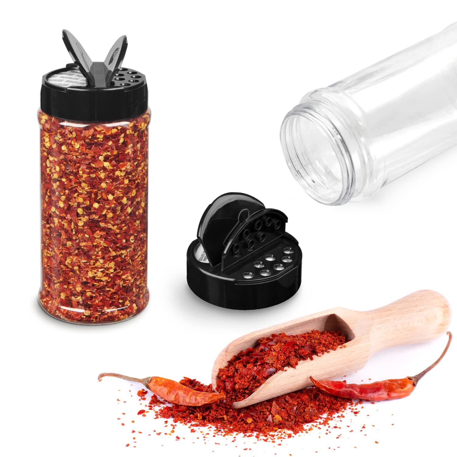RoyalHouse 16oz spice jar with lid open shows easy access.