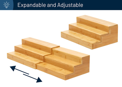RoyalHouse bamboo spice rack on countertop provides ready display of spices.