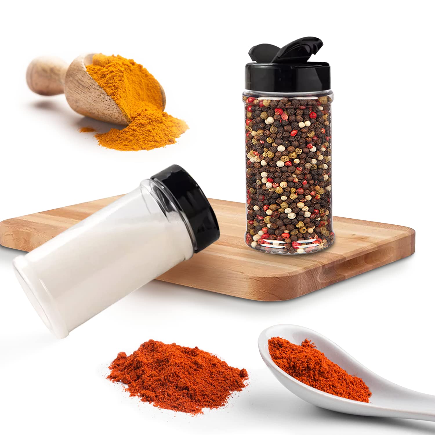 RoyalHouse BPA-free plastic spice jars for safe food storage.
