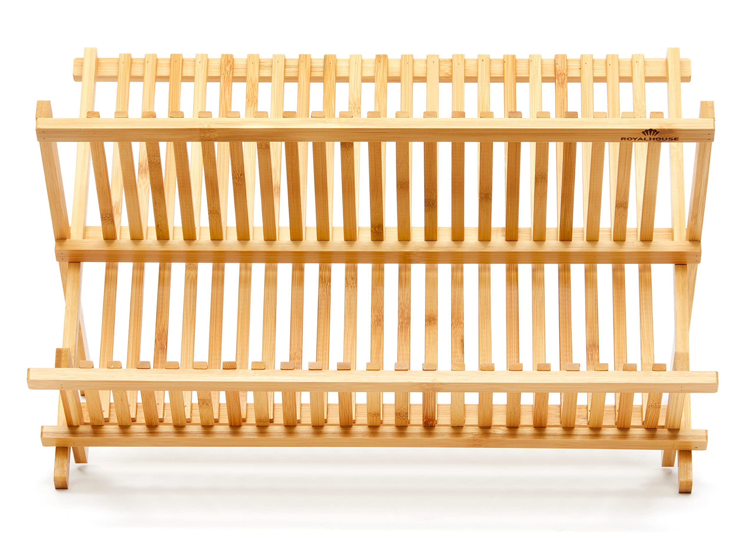 RoyalHouse compact dish rack stores flat when not in use.